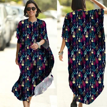 

New Print Boho Dress Women Beach Cover up Saida de Praia Vestidos Verano Beachwear Robe De Plage Kaftan Sarong Tunic for Beach