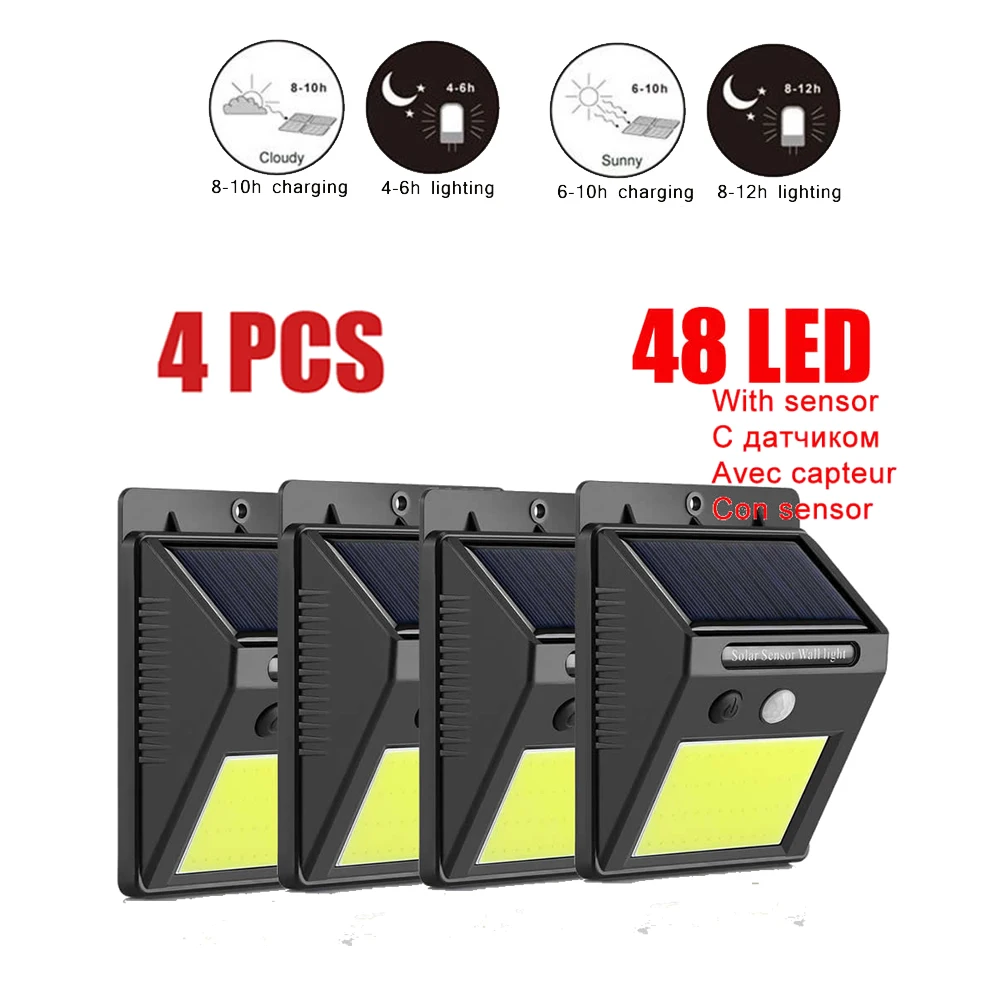 

1-4PCS Outdoor Solar Light LED Solar Power Lamp Bulb Auto PIR Motion Sensor Solar Lantern Waterproof Street Wall Garden Lights i