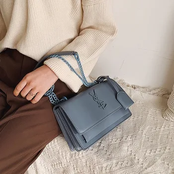 

Chain fashion small square bag 2019 new fashion European and American wild messenger bag women's PU bag cover shoulder bag