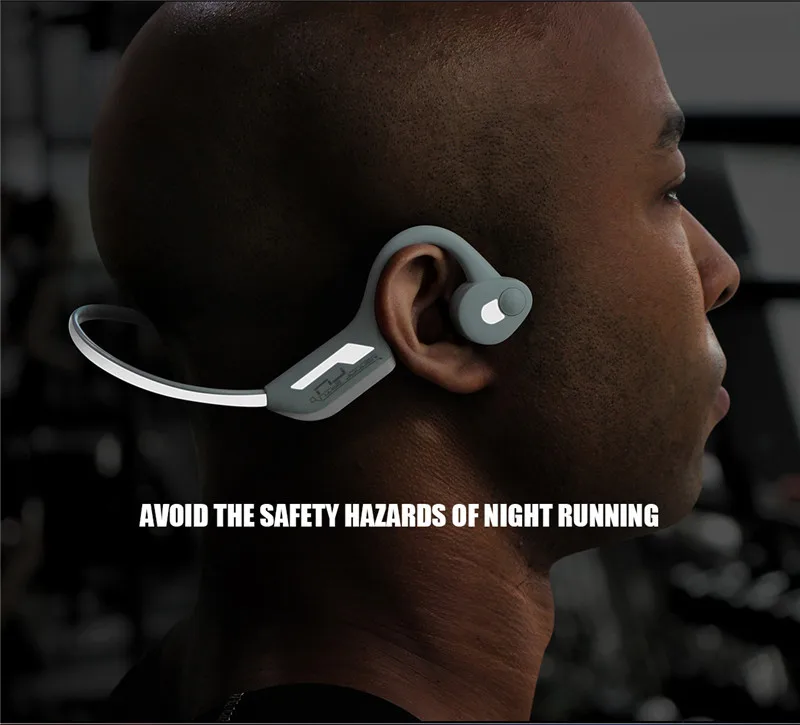Bluetooth наушники с костной проводимостью, мужские спортивные наушники, не в ухо, висящие на шее, беспроводные бинауральные водонепроницаемые светящиеся наушники D8