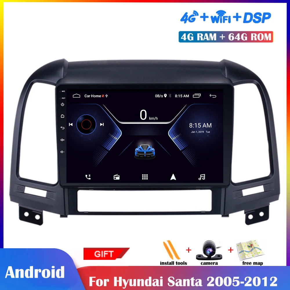 Мультимедийный плеер на Android 10 1 дюйма для Hyundai Santa 2005-2012 автомобильное радио
