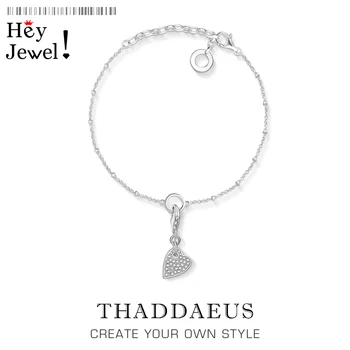 

Small Heart Charm Bracelet 2020 Summer New Link Chain 925 Sterling Silver Fashion Adjustable Romantic Jewelry Thomas Women Gift