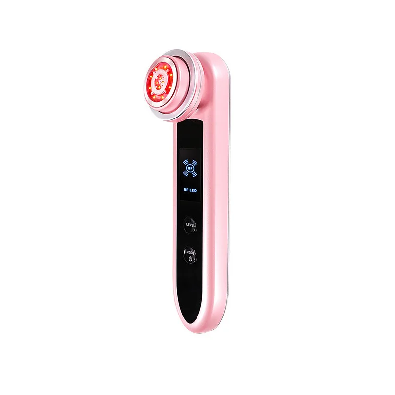 Уход за кожей лица RF/мезотерапия ЭМС Электропорация RF радиочастотный светодиодный фотонный прибор для омоложения кожи лица средство для удаления морщин - Цвет: Pink EU Plug