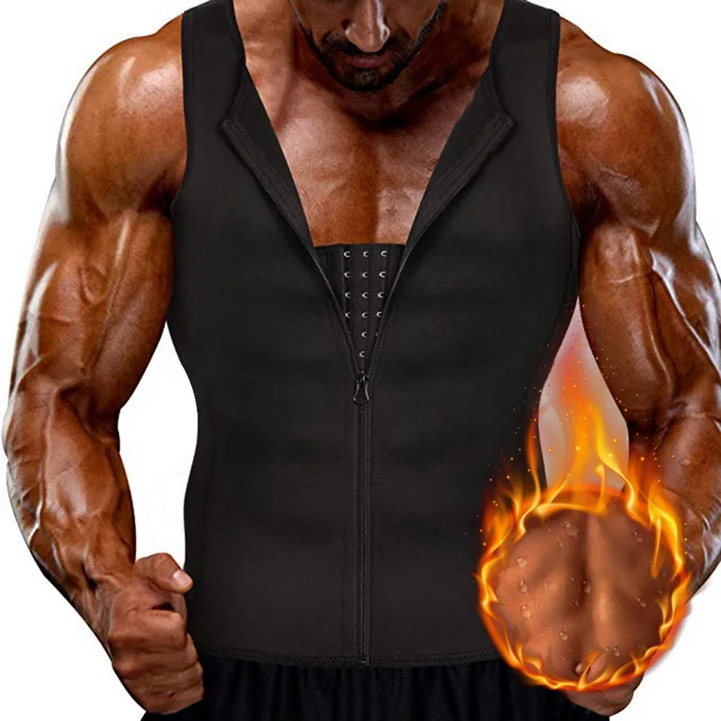 

2020 Plus Size Body Shaper Men Slimming Waist Trainer Zipper Compression Sauna Sweat Corset Vest Weight Loss Shapewear Tank Top