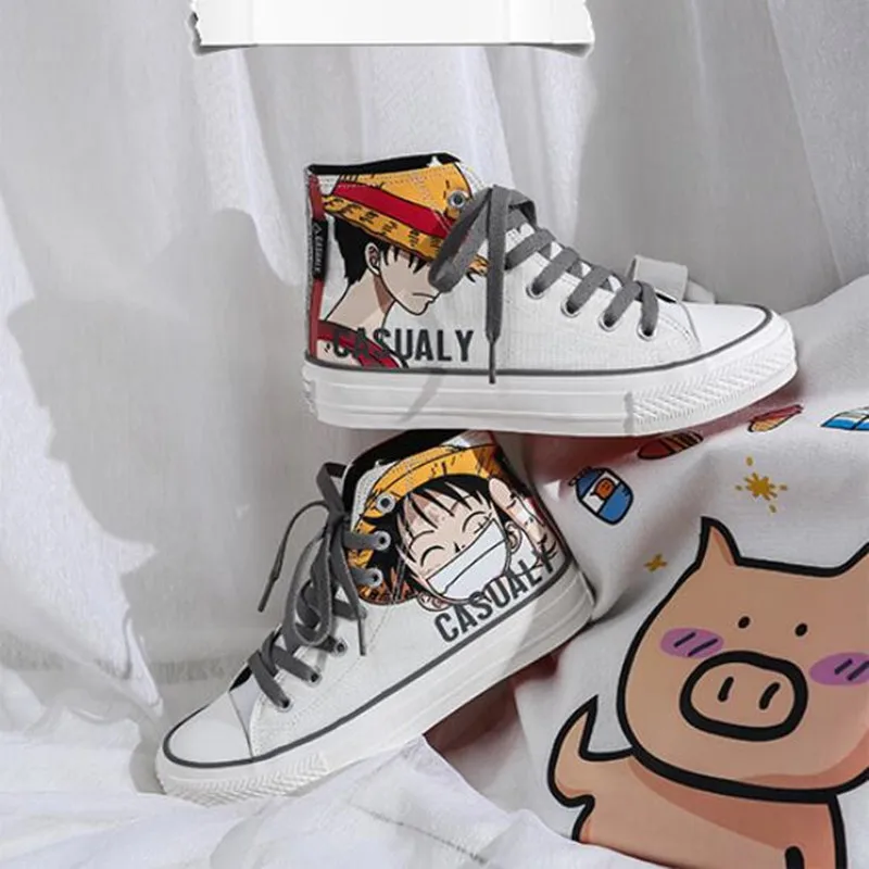 

Anime ONE PIECE Cosplay Anime Canvas Shoes Cos Monkey D. Luffy Personality High Help Unisex Shoes Comfortable Shoes