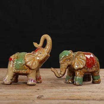 

1pcs Porcelain Figurines Ceramic Elephant Home Decor Crafts Room Decoration Animal Handicraft Ornament Wedding Decorations Gift