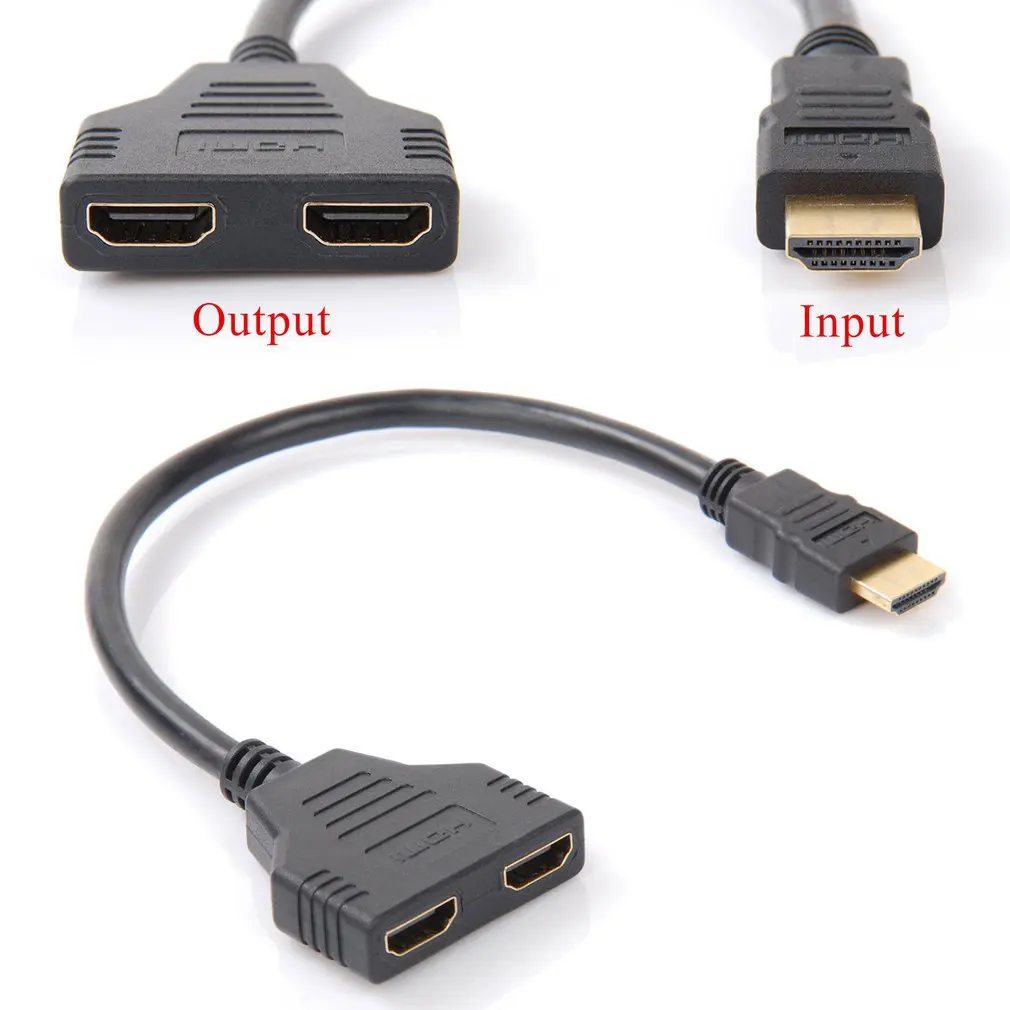 1 в 2 Выход Hdmi конвертер Соединительный кабель шнур 2 двухпортовый Y сплиттер 1080p