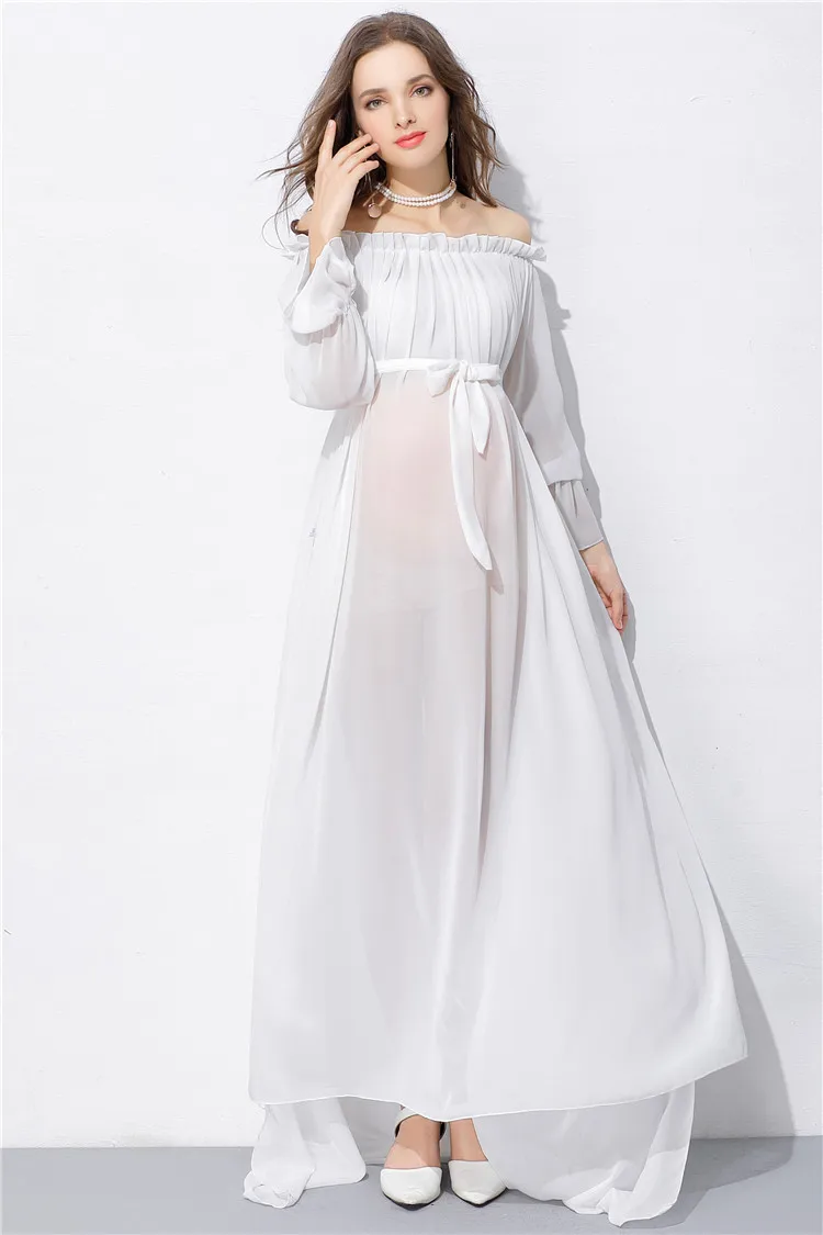 Shoulderless Maternity Shoot Dress Chiffon Maxi Maternity Gown Photo Props Long Pregnancy Dresses Photography For Pregnant Women (6)