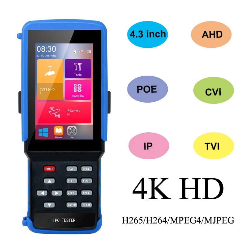 

IPC 9310 wifi 4.3'' 5 in one Touchscreen CCTV Tester for IPC/Analog Camera,IPC 1080P, AHD,CVI,TVI,BNC Network Cable Tester