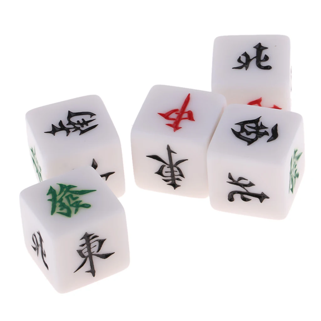 Kit Of 5 Pieces Mahjong Dice In Acrylic Mahjong-Size Accessory