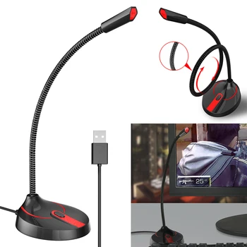 

Willkey Flexible Stand Mini Studio Speech Microphone 3.5mm Plug Gooseneck Mic Wired Microphone for Computer PC Desktop Notebook