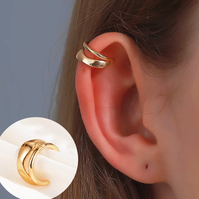 ZYZQ 1PC Punk Gold Metal Ear Cuff Ear Clip for Women No Pierced C Shape Geometric Small Earcuff Ear Wrap Earcuff Clips Jewelry QW-EH-F50