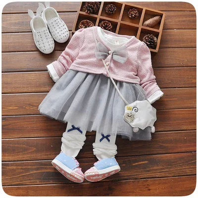 

A Generation of Fat New Style Korean-style Skirt 0-1-2-3-Year-Old Baby Girls Long-sleeved Dress Base Skirt Spring And Autumn