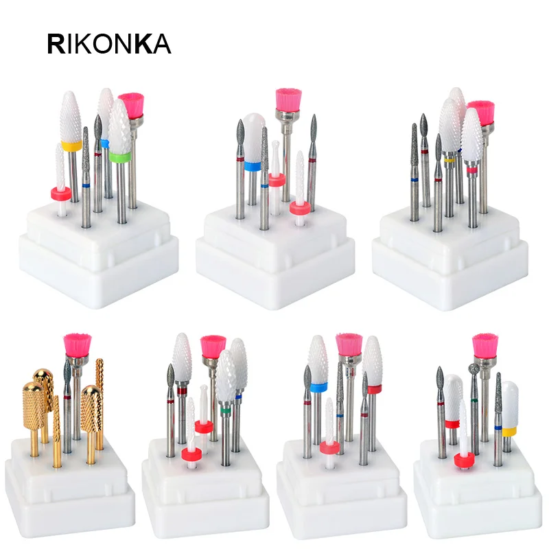 

7pcs Ceramic Drill Bit Nails Milling Cutter For Manicure Machine Kit Electric Manicure Set Nail Files Drill Bits Nail Art Tool