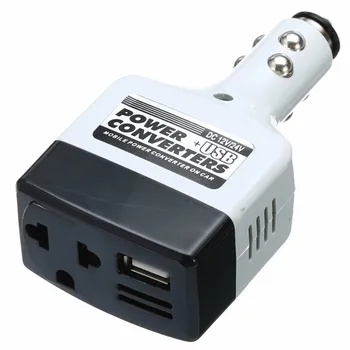 

2 in 1 Car Power Converter Inverter DC 12/24V to AC 220V Power+USB Charger Adapter Charger Car Cigarette Lighter Socket