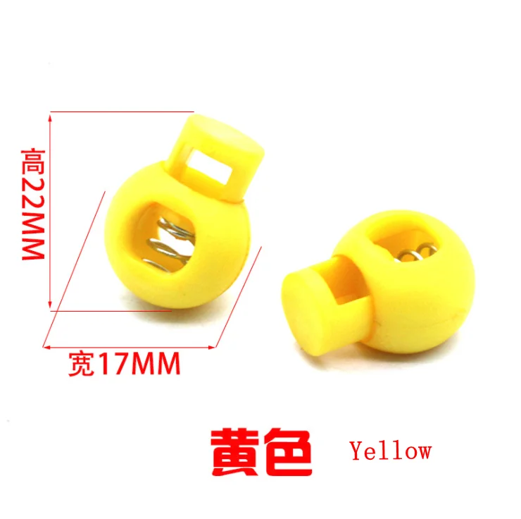 Yellow 60 шт./партия 25 цветов пластиковые цветные круглые шаровые Блокировка шнура пружинный фиксатор для 8 мм амортизационный шнур K-355 - Цвет: Yellow
