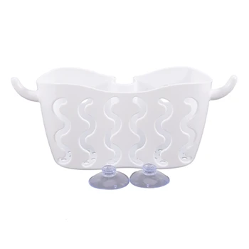 

Kitchen Sink Faucet Caddy Bath Hanging Organizer Sink Draining Soap Sponge Holder Storage Baskets White