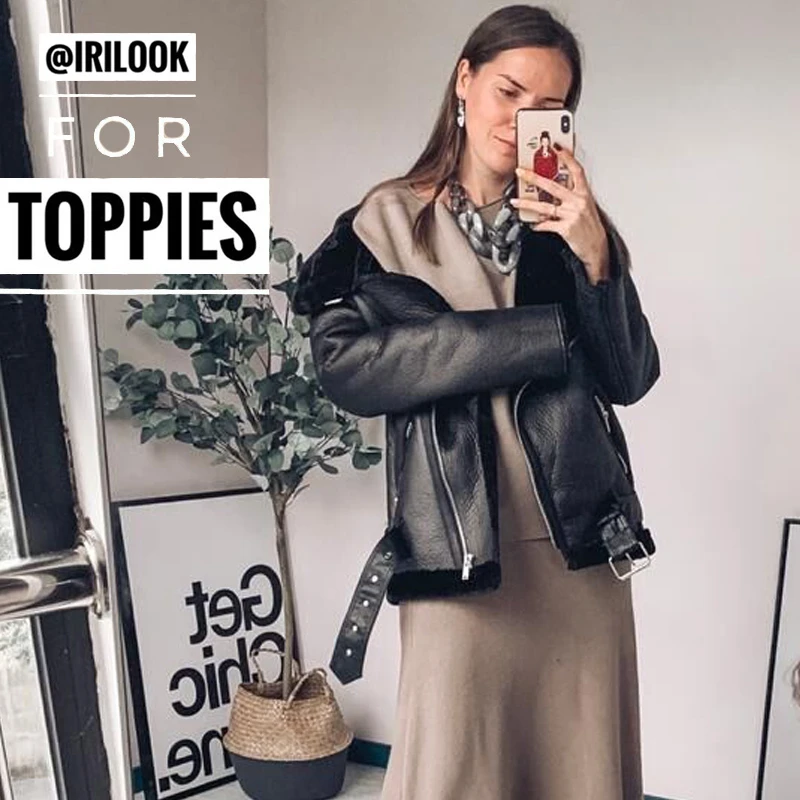 Achat 2019 hiver peau de mouton manteaux femmes épaissir Faux cuir fourrure manteau femme fourrure doublure en cuir veste aviateur veste casaco feminino