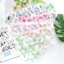 

Sexy Underwear Women Thong Panties Seamless Ethika Strawberry Lingerie Cute Mesh Transparent Fruit Print Kawaii Panty Briefs