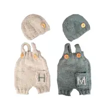 

1 Set Baby Overalls with Hat Fashion Knitted Jumpsuit Newborn Photography Accessories for Infant