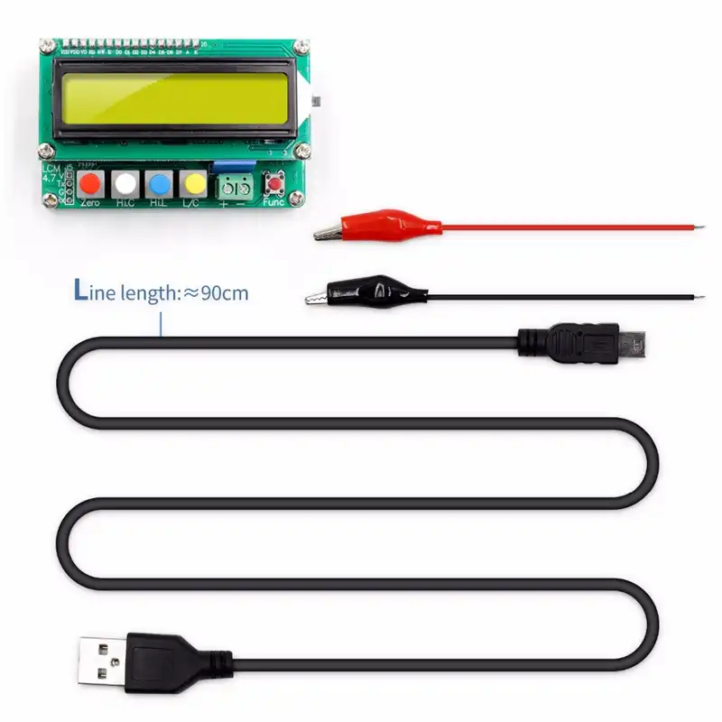 Facibom Lc100-A Digital Lcd High Precision Inductance Capacitance L//C Meter Capacitor Tester Frequency 1Pf-100Mf 1Uh-100H Lc100-A Test Clip