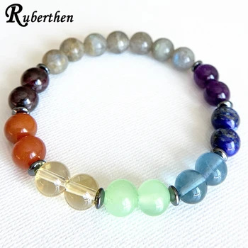 

Ruberthen 8 mm Labradorite Chakra Bracelet Luxury Design Energy Power Bracelet Love Lucky Stone Bracelet Best Gifts for Girls