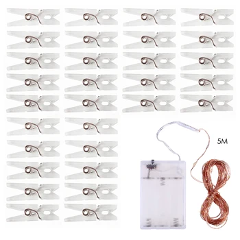 

5M LED String Light with Photo Clips Copper Wire Fairy Light for Outdoor Home Party Chain Battery Christmas Decor