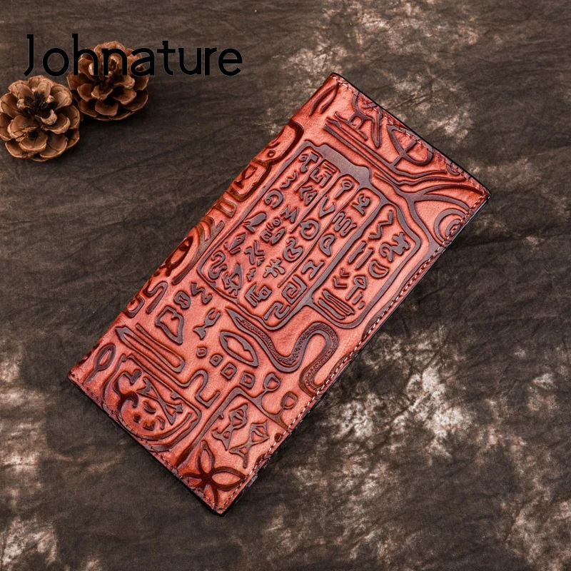 Женский кошелек ручной работы Johnature длинный бумажник из натуральной кожи в стиле