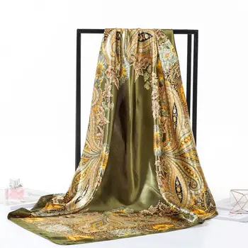 

Silk Scarves Women Print Satin Square Head Hijab Scarfs For Ladies Luxury Brand Shawls 90cm Bandana female muffler Scarf s15