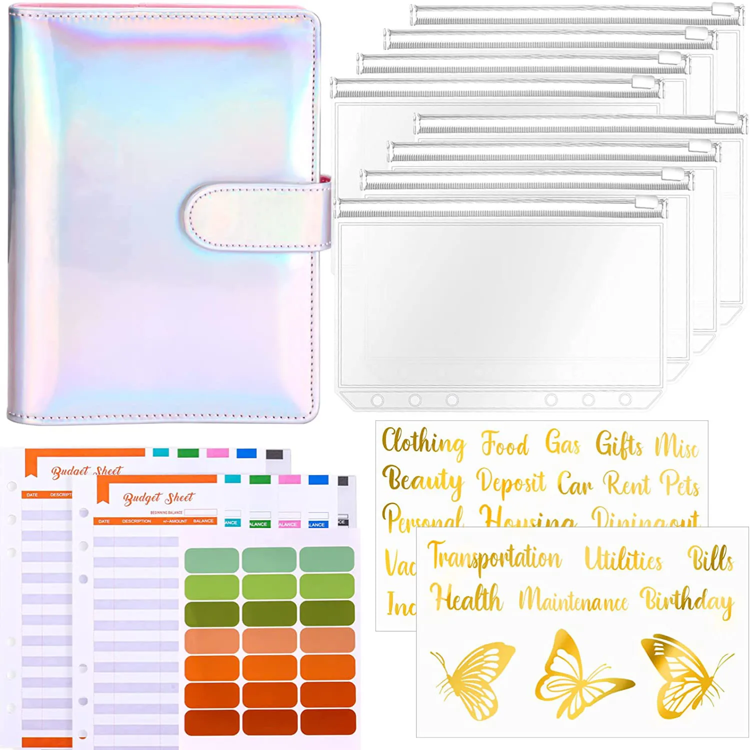 A6 Binder Budget Cash Envelopes Planner Organizer, With Binder Pockets