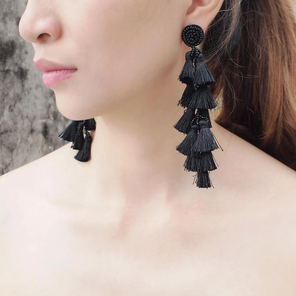 MANILAI pendientes largos resina flecos para mujer, joyería Bohemia hecha a mano, venta al por mayor|Pendientes con forma gota| - AliExpress