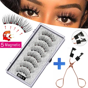 

New MBA 5 Magnetic Eyelashes Curler Set Long 3D Mink Magnetic lashes Wear faux cils magnetique Natural Thick False Eyelashes