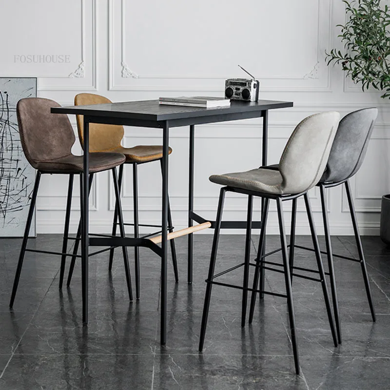 Modern Minimalist Wrought Iron Bar Chairs for Bar Commercial Furniture Nordic Designer Leisure Creative Coffee Shop Chair