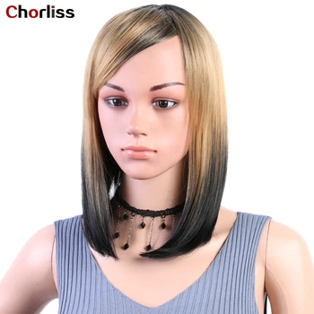 

Short Straight Synthetic Bob Wigs With Baby Hair Free Part Hair Ombre Daily Life Heat Resistant Fiber Hair Wigs 15 Inches 160g