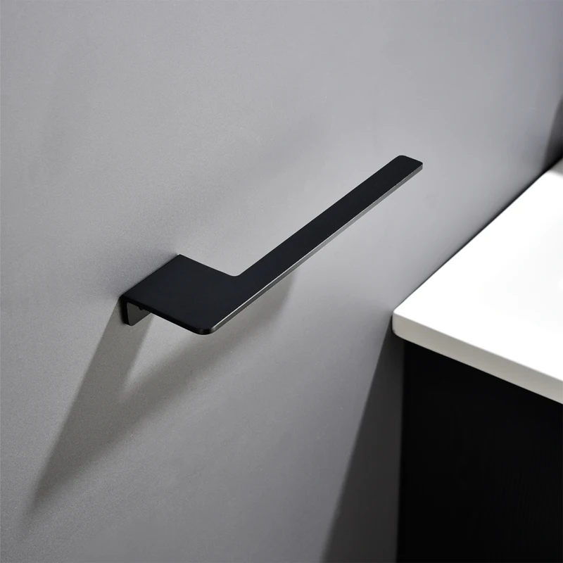 Aluminum Towel Holder Black Towel Bar Wall Mounted Ring Bathroom Accessories Rack For Kitchen Hardward