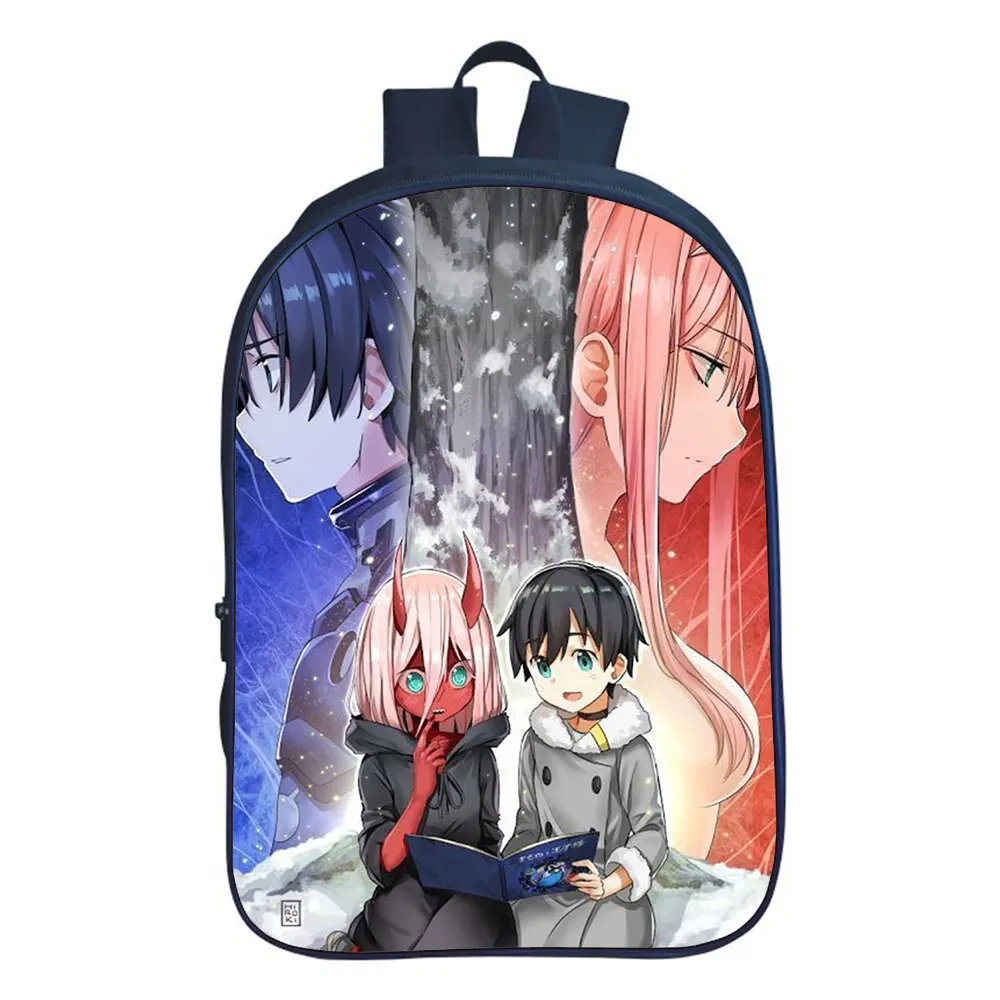 New Zero Two Anime Backpack Boy School Bag Teenager Backpacks Darling In The Franxx College Style Travel Double-layer Backpack