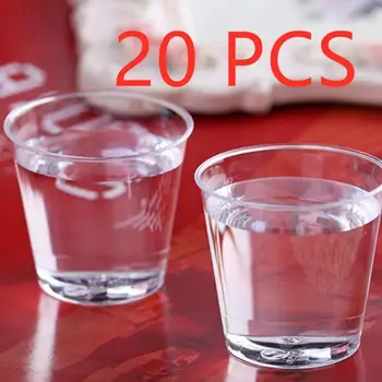 

20Pcs/set 30ML Disposable Plastic Environmental Party Small Glass Cup Reusable Shot Glasses For Wedding Birthday Party Tableware