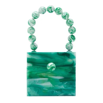 

Acrylic women bag moire beaded handle square box handbag cubic evening bag 01-HB-ygstyw