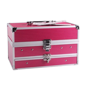 

3 Layers Aluminum Cosmetic Bag Makeup Box Eye Shadow Tray Palette