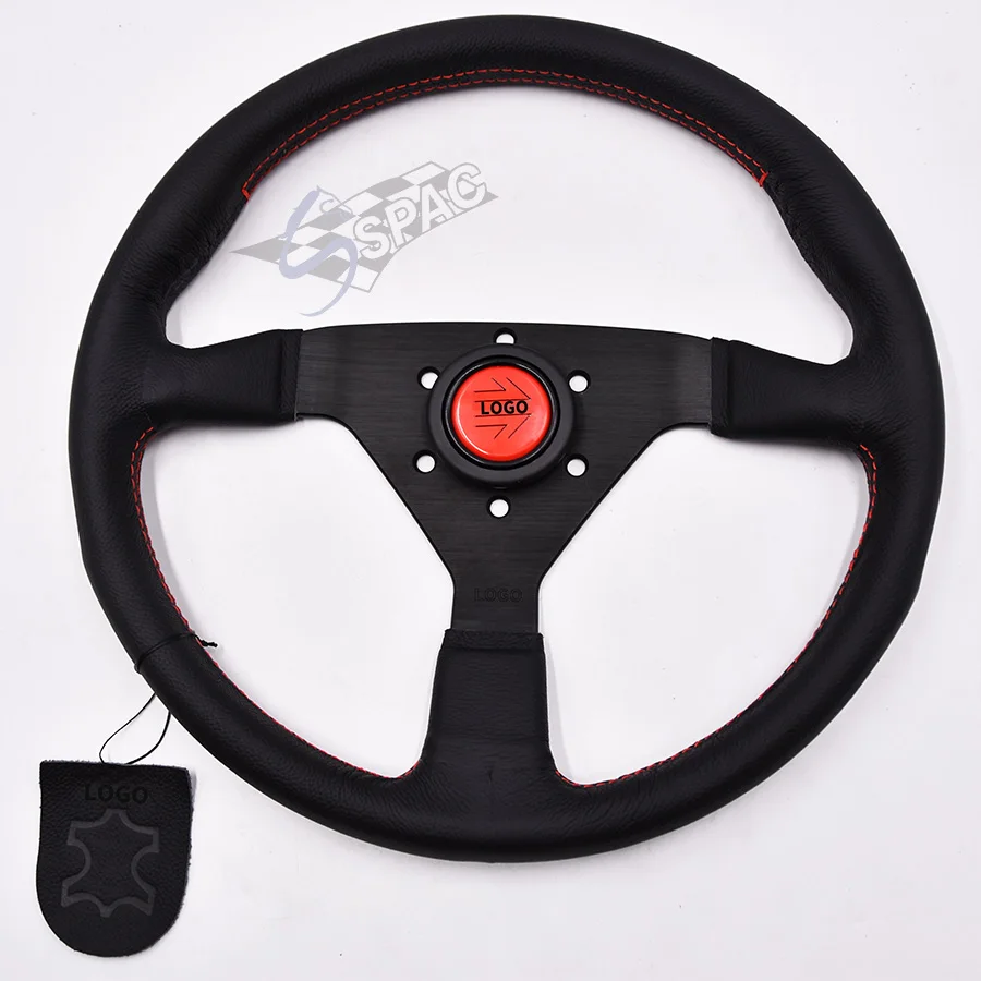 14inch Universal Kart Genuine Leather Sports 350mm Steering Wheel