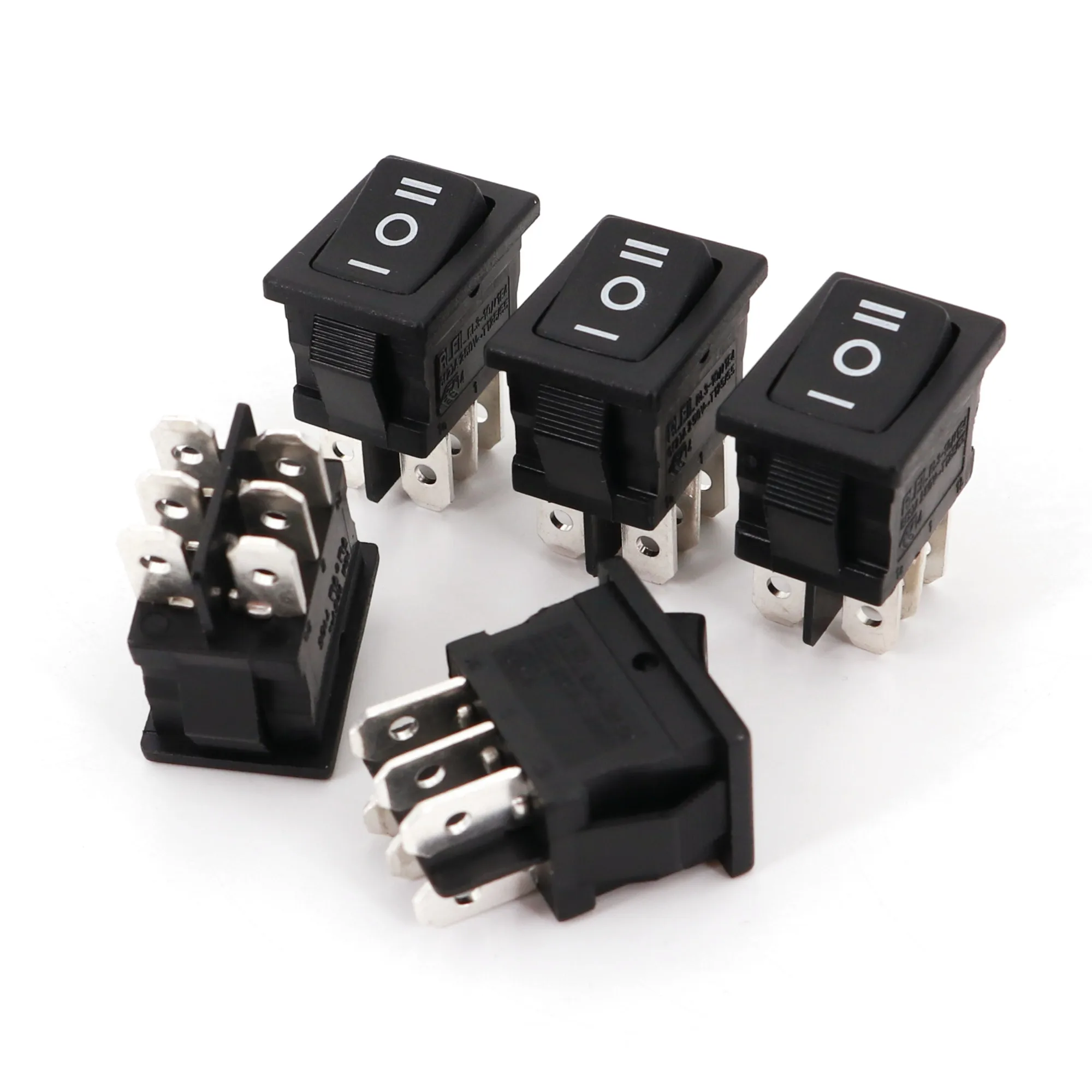 10Pcs15x21mmRLEILRL3-106-PinON-OFF-ON3-PositionLatchingDPDTMiniRockerSwitch10A/125VAC6A/250VAC