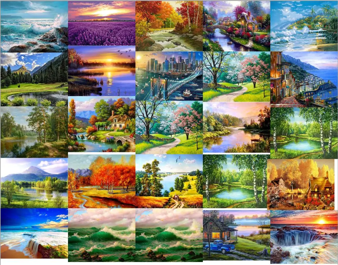 

Counted Cross Stitch Kits Needlework Embroidery 14/16/18/27/28 ct Aida DMC Color DIY Arts Handmade Home Decor - scenery 2