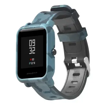

Camouflage Watchband Strap for Xiaomi Amazfit Bip Youth TPU Case Cover + Silicone Bracelet Replacement Wrist Strap