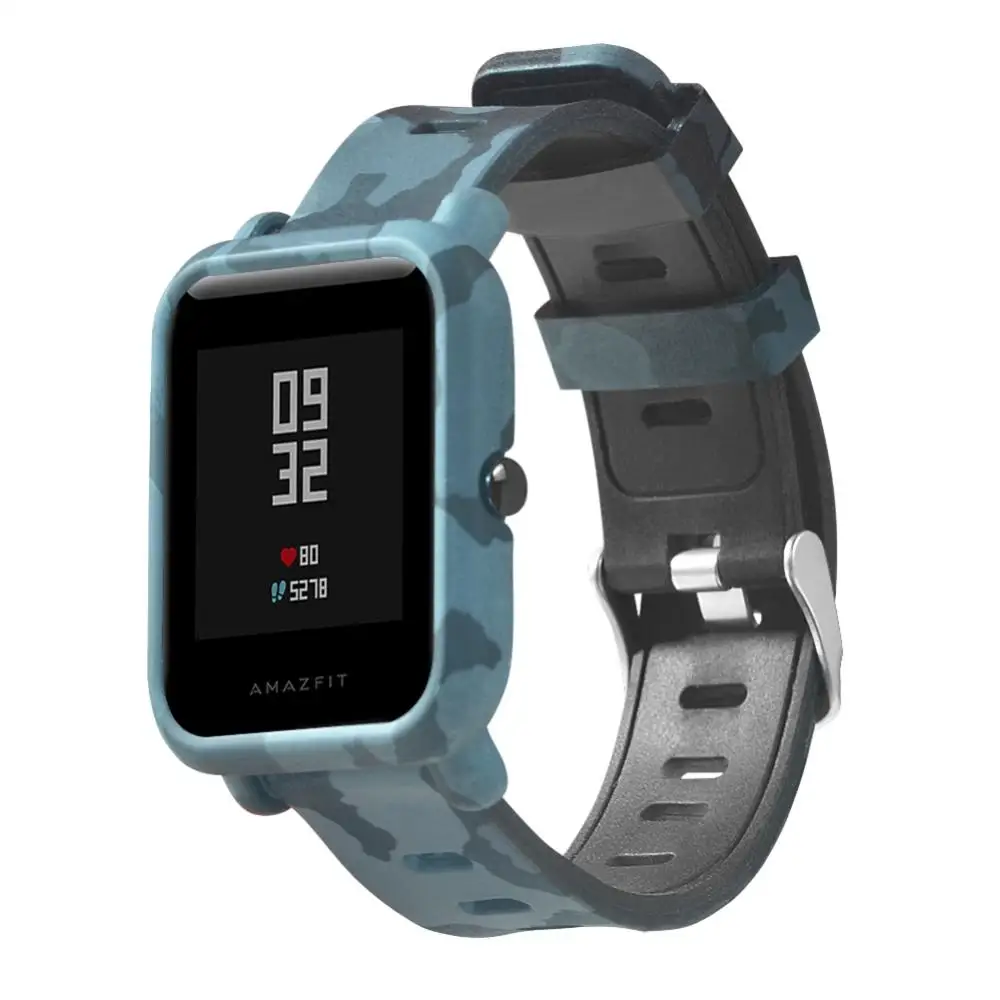 Ремешок Камуфляжный для Xiaomi Amazfit Bip Youth ТПУ чехол + сменный силиконовый браслет на