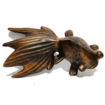 

Y7095 - 2" Hand carved Boxwood Netsuke Figurine - Gold Fish