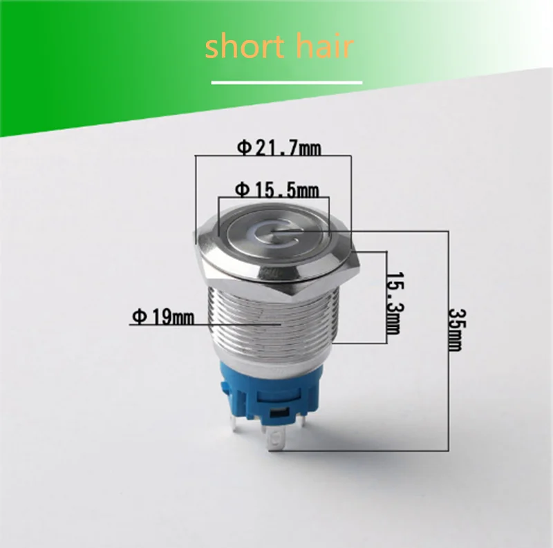 Description Picture 3 of item19mm metal button switch with light five-color power supply standard waterproof self-reset self-locking high head flat head rese