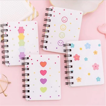 

Cute Mini Rollover Portable Coil Notebook Small Flower Heart Bear Notepad Writting Paper Memorandum School Supplies Stationery