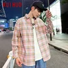 RUIHUO Harajuku Mens Shirt Plaid Shirt Men Shirts For Men Clothing Checkered Shirt Men Blouse M-4XL 2022 Spring New Arrival ► Photo 2/6