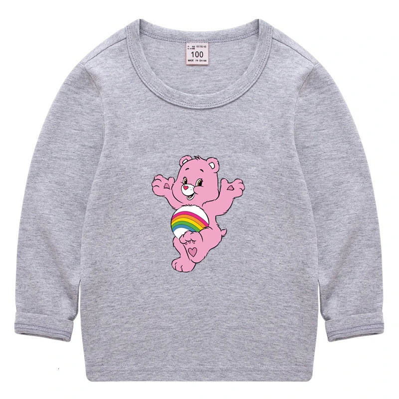 as picture Care Bears/летние топы с круглым вырезом для мальчиков и девочек, смешная цветная футболка с длинными рукавами Детская футболка с рисунком для малышей - Цвет: as picture