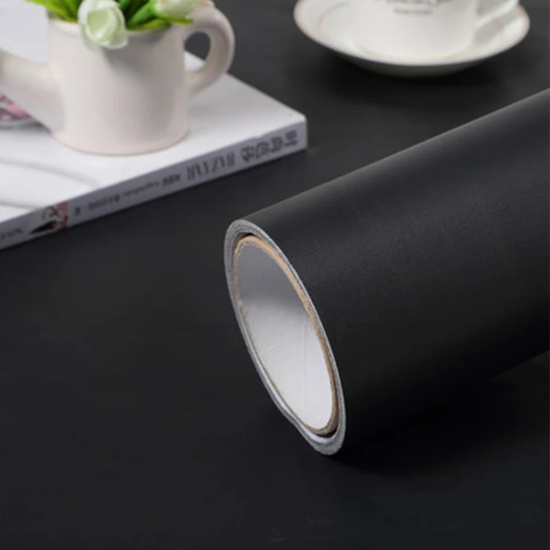 Vinyl PVC Self Adhesive Wallpaper Waterproof Furniture Renovation Cabinet Contact Paper Living Room DIY Wall Stickers Home Decor - Цвет: Black